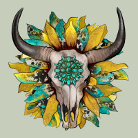 Boho Bullskull With Sunflower And Gemstone Long Sleeve Tee | Teevron