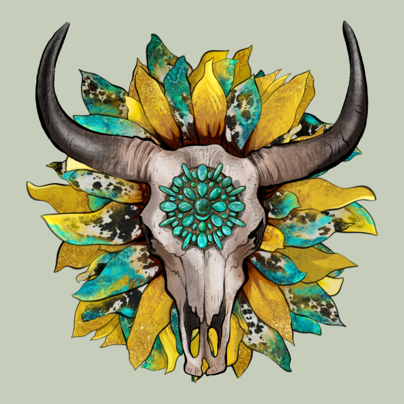 Boho Bullskull With Sunflower And Gemstone Long Sleeve Tee by Artiststas | Teevron