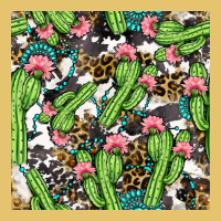 Western Cactus And Turquoise Gemstone With Leopard And Cowhide Seamles Premium Sweatshirt | Teevron