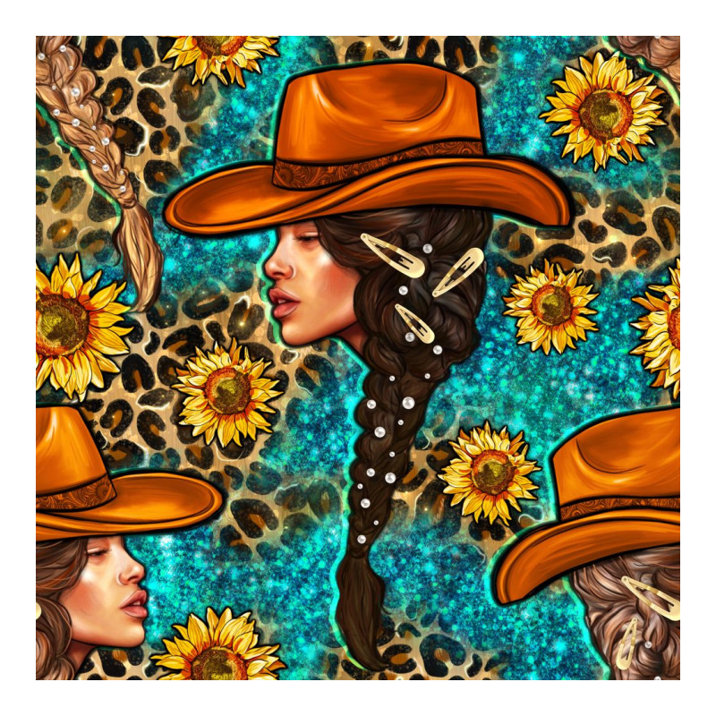 Western Girl Hair Clasp And Sunflower With Leopard And Glitter Seamles Premium Sweatshirt by BundleAndBundleShop | Teevron