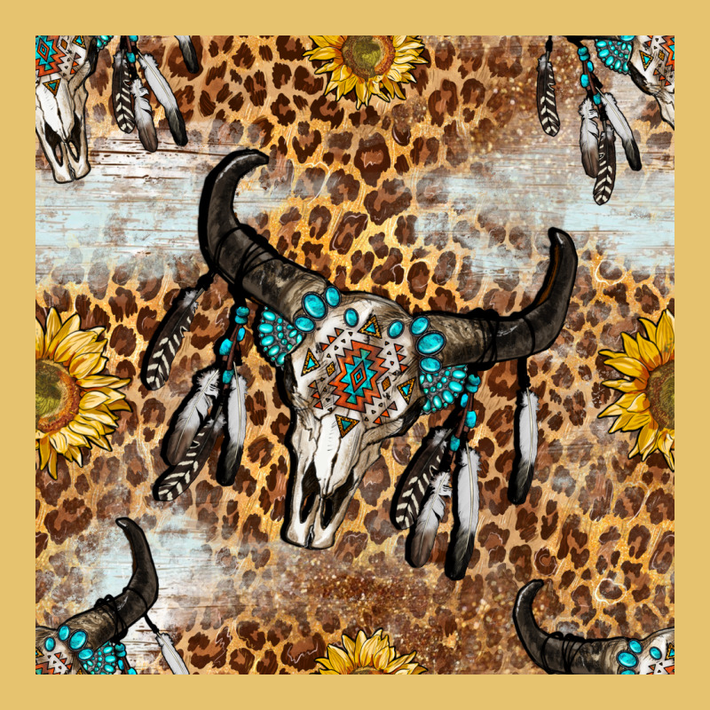 Western Bull Skull And Sunflowers With Leopard Seamless Pattern Premium Sweatshirt by BundleAndBundleShop | Teevron
