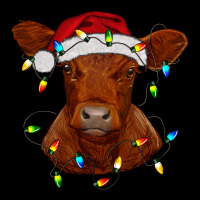 Christmas Baby Red Angus Calf With Lights Premium Tee | Teevron