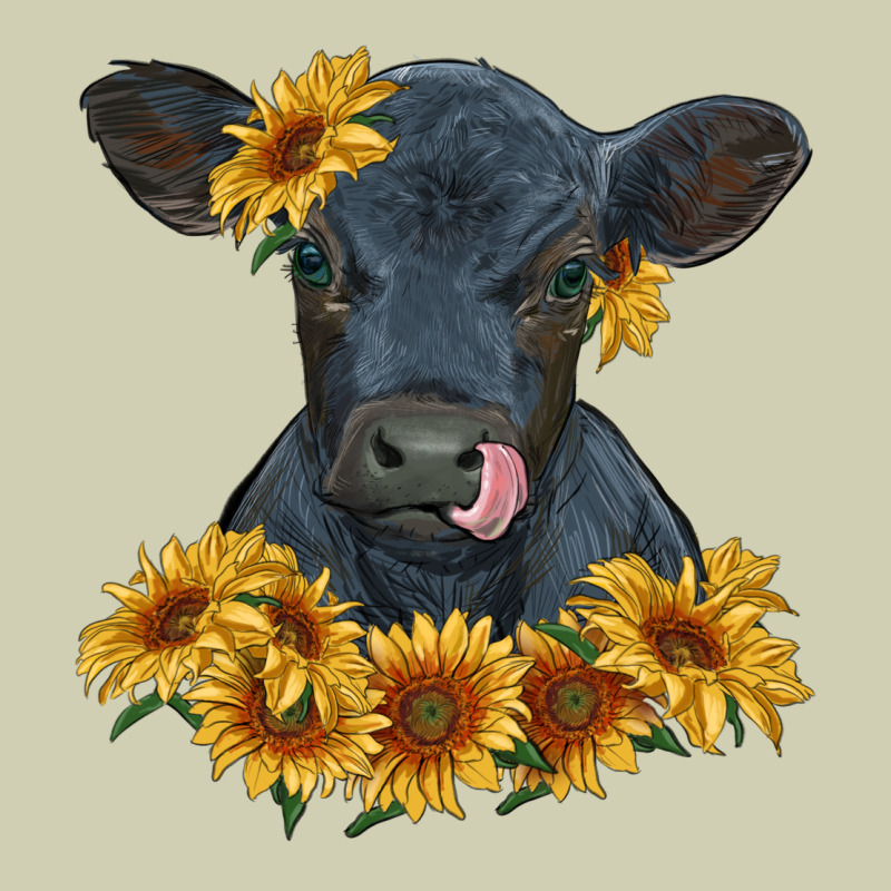 Black Angus Calf With Sunflowers Heavy Core Tee by RanaPortraitStore | Teevron