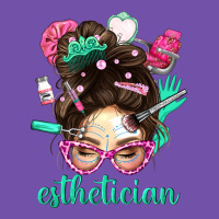Esthetician Messy Bun With Pink Leopard Glasses Bbs Premium Sweatshirt | Teevron