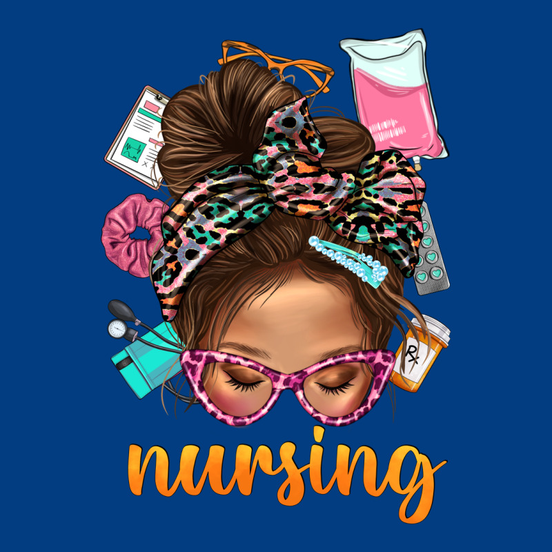 Messy Bun Nursing With Leopard Glasses Bbs Premium Sweatshirt by BundleAndBundleShop | Teevron