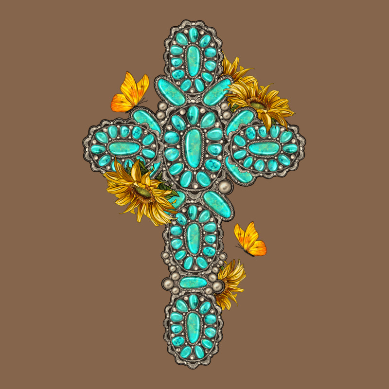 Gemstone Cross With Sunflowers And Butterflies Premium Tee by texasbilliewilder | Teevron