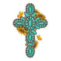 gemstone cross with sunflowers and butterflies | Teevron