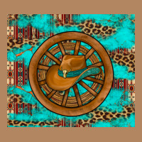 Cowboy Hat Turquoise Aztec Background Old Wheel Long Sleeve Tee | Teevron