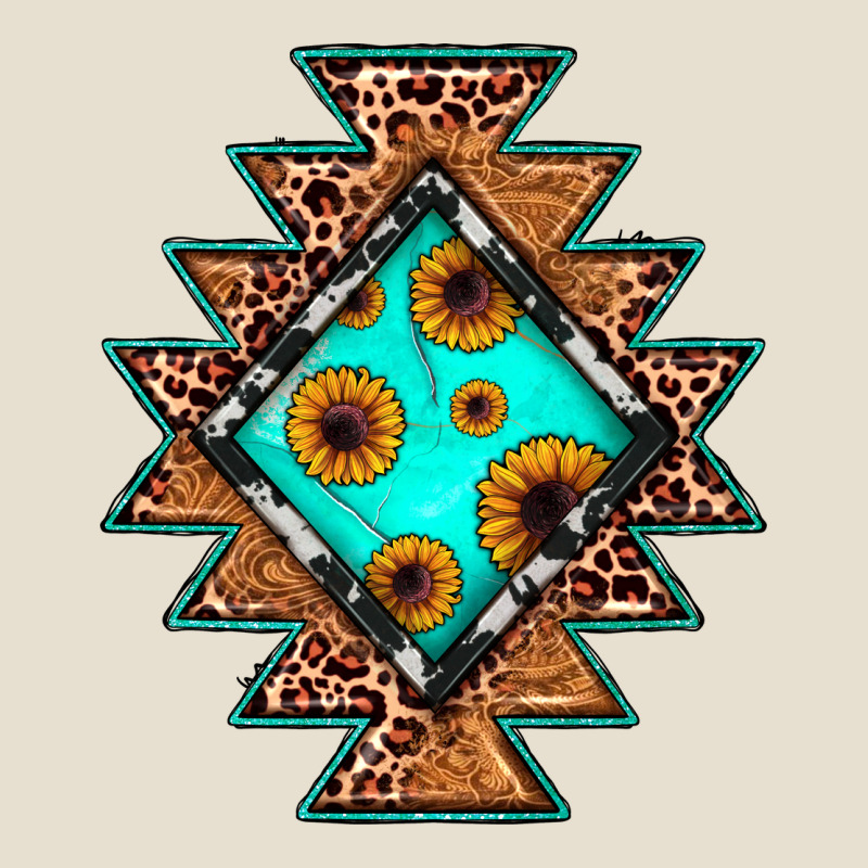 Aztec Leopard Turquoise Sunflower Urban Heavy Tee by JahusDesignShop | Teevron