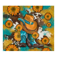 sunflowers and cowboy boots with cowhide and glitter tumbler | Teevron