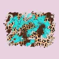 Cowhide Leopard Turquoise Background Ladies Tee | Teevron
