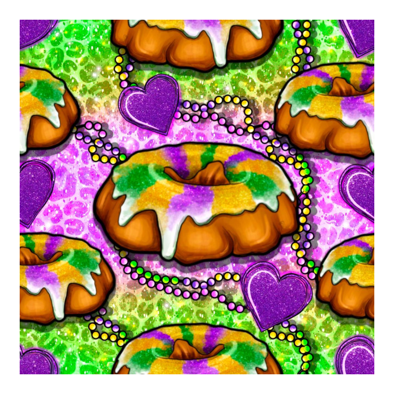Mardi Gras King Cake Seamless Pattern Heavyweight Hoodie by BundleAndBundleShop | Teevron