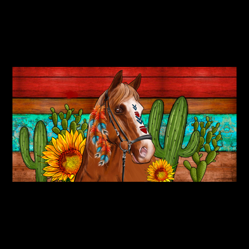 Aztec Horse Cactus And Sunflowers License Plate Template Long Sleeve Tee by Artiststas | Teevron