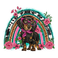 Dachshund Dog Pink  Floral Rainbow Premium Tee | Teevron