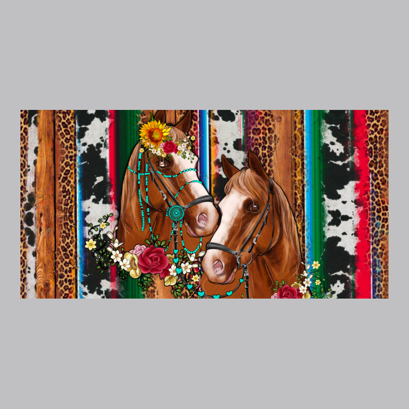 Western Horses Gemstone Horse Cowhide Leopard Floral Background Licens Long Sleeve Tee by Artiststas | Teevron