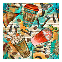 western indian coffee cups with aztec seamless pattern bbs | Teevron