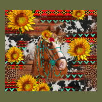 Western Horse With Sunflowers And Aztec Leopard Cowhide Long Sleeve Tee | Teevron