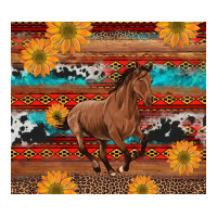 western horse and sunflowers cowhide leopard with aztec | Teevron