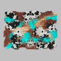 Western Cowhide Turquoise And Wood Background Long Sleeve Tee | Teevron