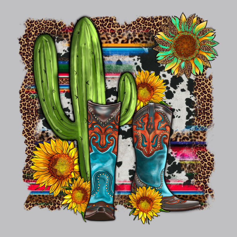 Western Cactus With Cowboy Boots And Sunflowers Long Sleeve Tee by Artiststas | Teevron
