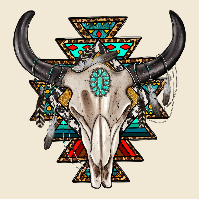 Western Aztec Bull Skull With Gemstone Premium Tee by texasbilliewilder | Teevron