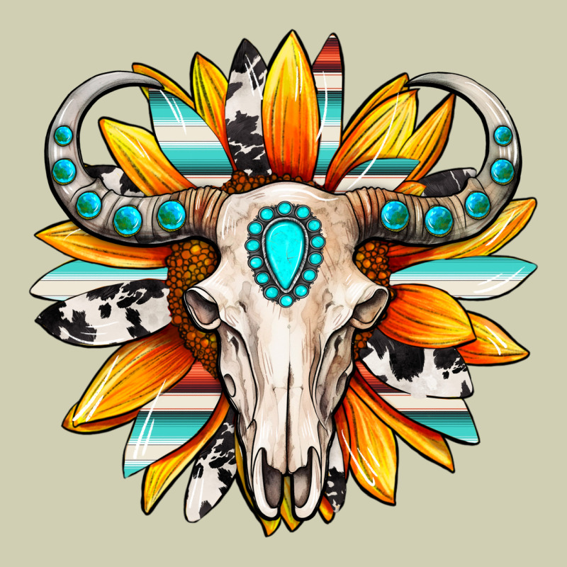 Western Bull Skull Sunflower Heavy Core Tee by MaliasSmallBusiness | Teevron
