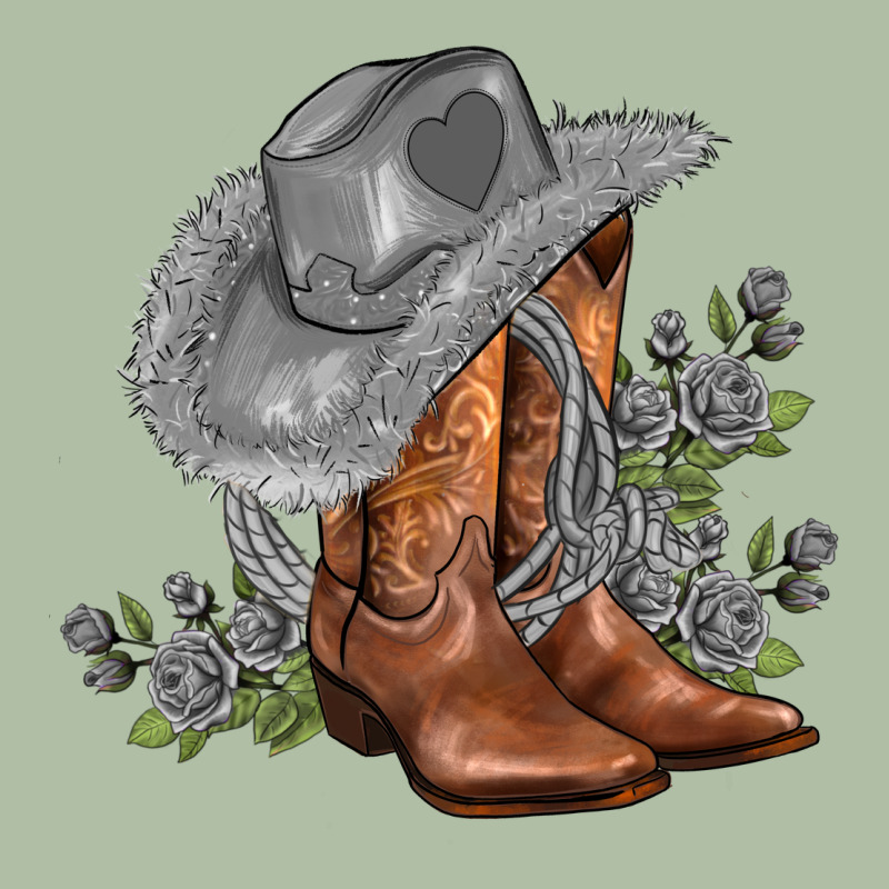 Gray Cowgirl And Roses Urban Heavy Tee by AdoDesignShop | Teevron