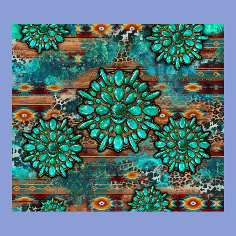 Gemstone Turquoises Aztec Leopard Cowhide Long Sleeve Tee by Artiststas | Teevron