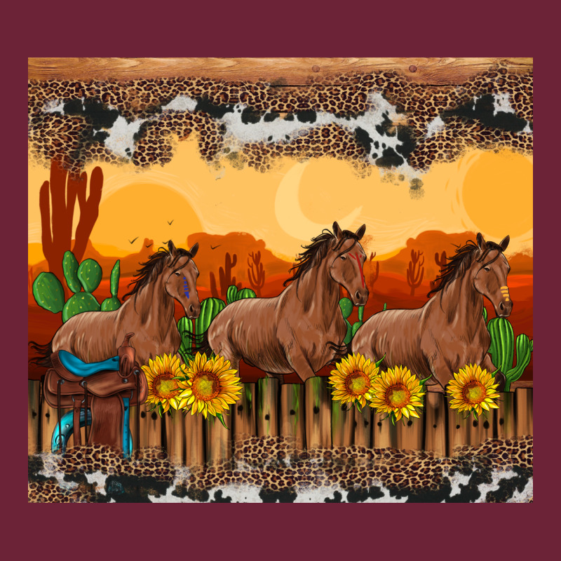 Western Horses And  Sunset With Sunflowers Long Sleeve Tee by Artiststas | Teevron