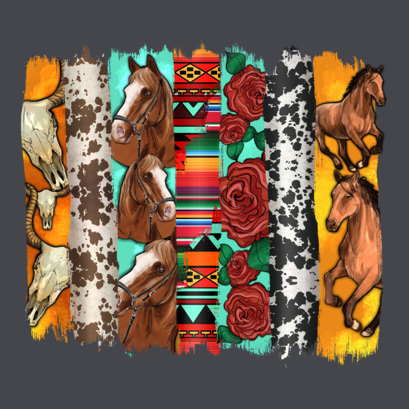 Western Horses Roses And Bullskulls Wıth Cowhide Amd Serape Brushstro Long Sleeve Tee by Artiststas | Teevron