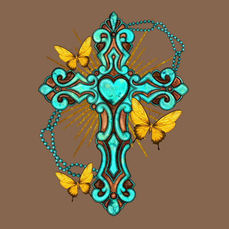 Cross With Heart Shaped Gemstone And Butterfly Premium Tee by texasbilliewilder | Teevron