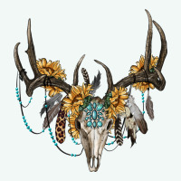 Boho Deer Skull Sunflowers And Gemstone Premium Hoodie | Teevron