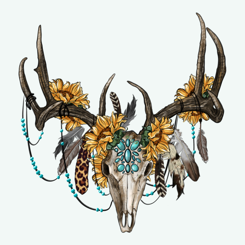 Boho Deer Skull Sunflowers And Gemstone Premium Hoodie by RanaPortraitStore | Teevron
