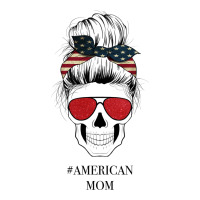 Glitter American Flag Patterned American Mom Skull | Teevron