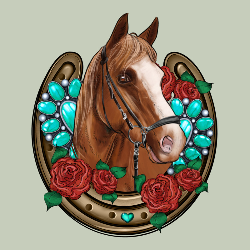 Western Horseshoe Horse Roses Gemstone Long Sleeve Tee by Artiststas | Teevron