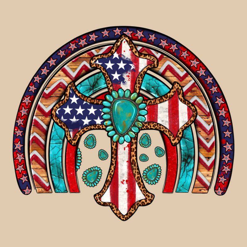 Gemstone Cross American Flag Turquoise Rainbow Classic Tee by Artiststas | Teevron