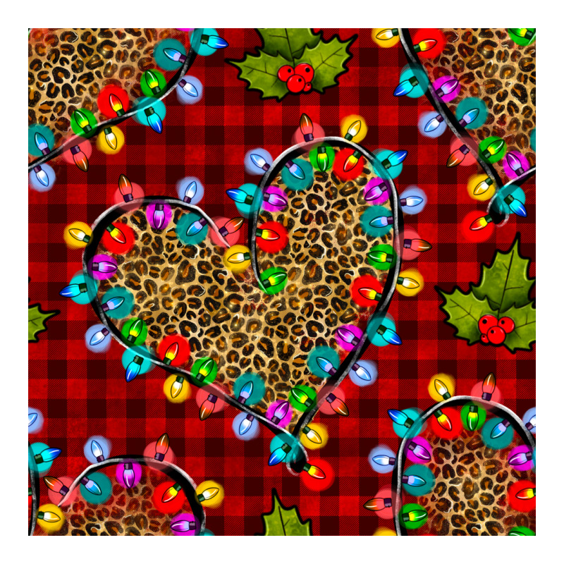 Christmas Lights And Leopard Hearts Seamless Pattern Urban Heavy Tee by BundleAndBundleShop | Teevron