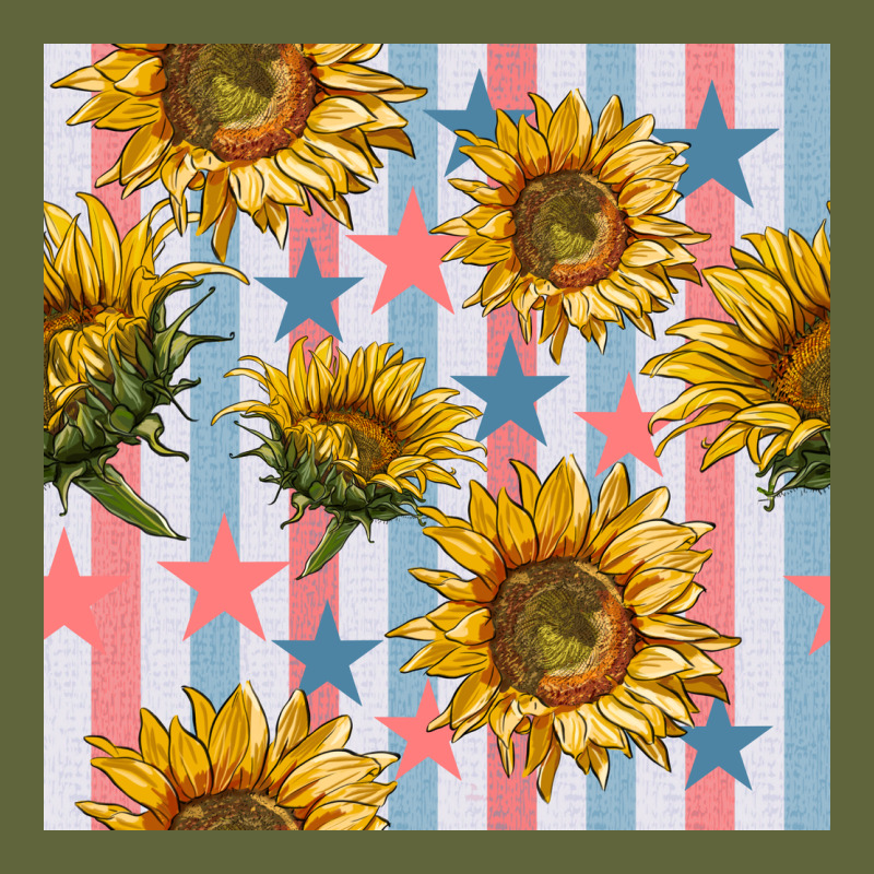 Patriotic Sunflowers Stripes And Stars Seamless Patrern Classic Tee by BundleAndBundleShop | Teevron