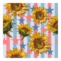 patriotic sunflowers stripes and stars seamless patrern | Teevron