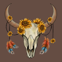 Bull Skull Sunflowers And Feathers Long Sleeve Tee | Teevron