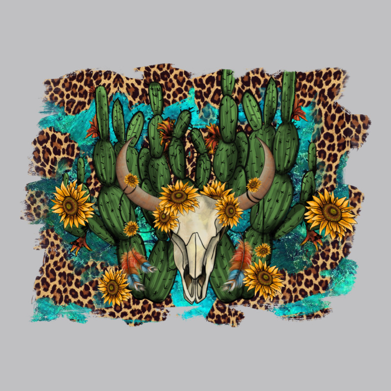 Leopard Bull Skull Cactus Sunflowers Long Sleeve Tee by AdoDesignShop | Teevron