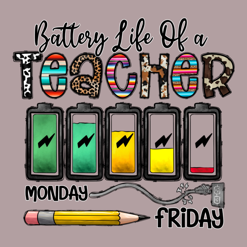 Battery Life Of A Teacher Monday Friday Vintage Hoodie by CowhideDigitalArt | Teevron