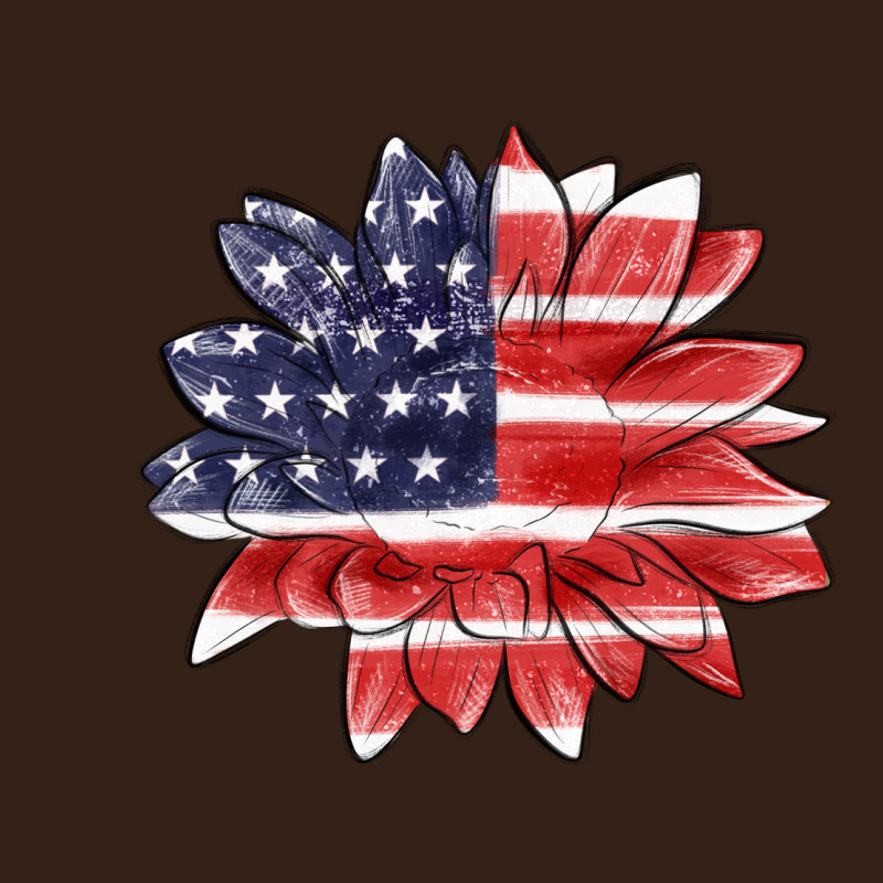 American Flag Sunflower Heavy Core Tee by MaliasSmallBusiness | Teevron