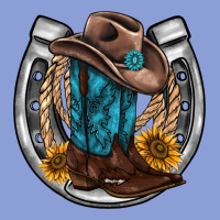 Western Horseshoe Boots Hat Rope Sunflower Long Sleeve Tee | Teevron