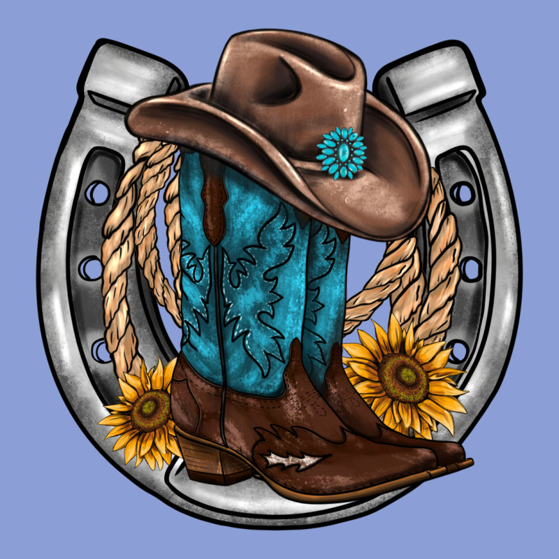 Western Horseshoe Boots Hat Rope Sunflower Long Sleeve Tee by AdoDesignShop | Teevron