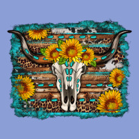 Longhorn Bull Skull Western Turquoise Background Long Sleeve Tee | Teevron