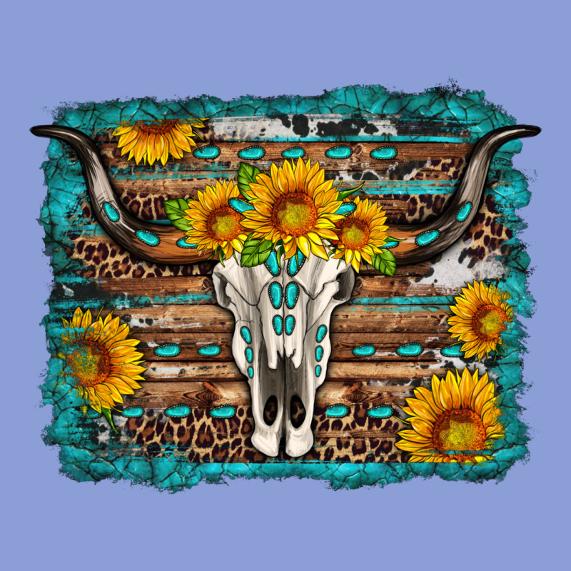 Longhorn Bull Skull Western Turquoise Background Long Sleeve Tee by Artiststas | Teevron