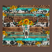 Longhorn Bull Skull Cowhide Leopard Turquoise Long Sleeve Tee | Teevron