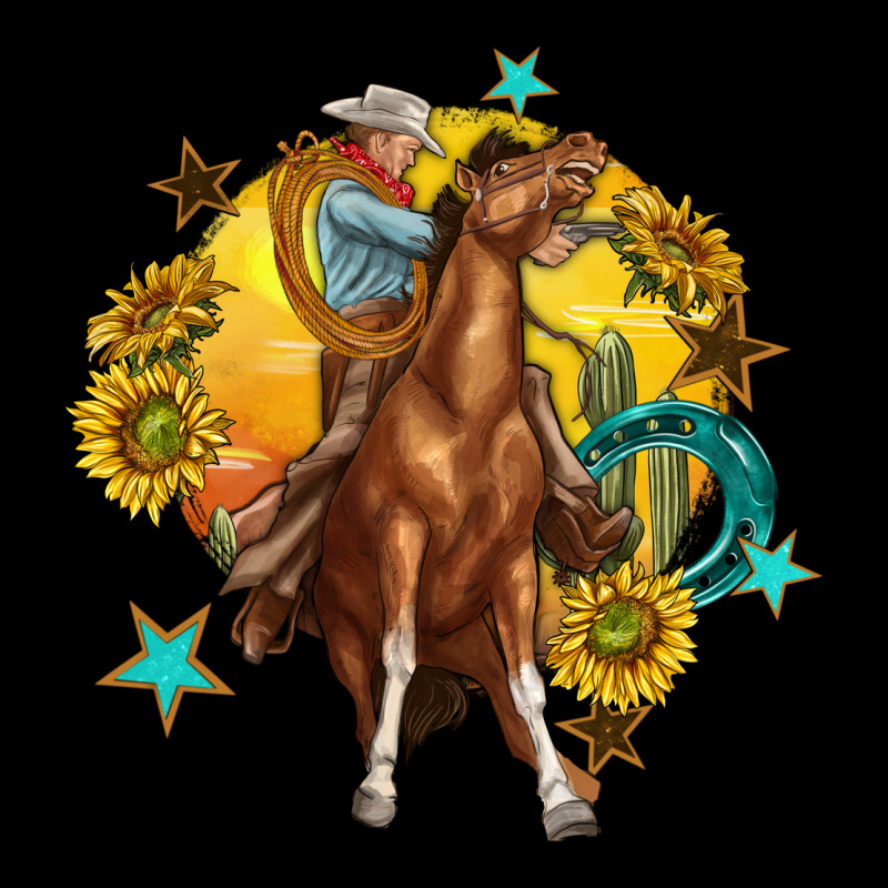 Bucking Horse With Cowboy And Sunflower Premium Tee by texasbilliewilder | Teevron