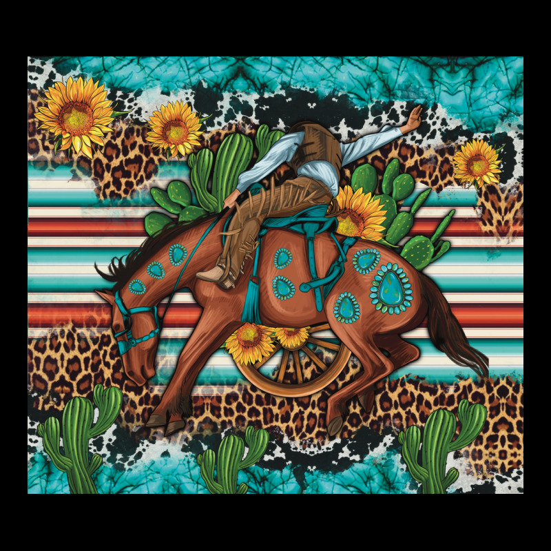 Bucking Bronco Cowboy Rodeo Cactus And Sunflowers Long Sleeve Tee by Artiststas | Teevron